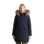 Woolrich Modern Parka med Avtagbar Huva Blue, Dam