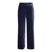 Dea Kudibal Midnight Blue Velvet Pyjama Style Pants Blue, Dam