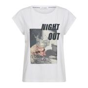 Co'Couture Grafisk Tee Nightcc Out Top Vit White, Dam