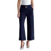 Liu Jo Cropped Viskosbyxor Milano Stil Blue, Dam