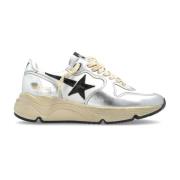 Golden Goose Metallic Panel Lace-Up Sneakers White, Dam