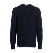 Ermenegildo Zegna Marinblå Cashmere Crew-Neck Sweater Blue, Herr