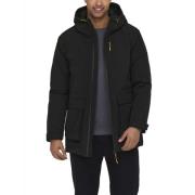 ONLY & SONS Svart Parka Athletisk Kappa Black, Herr