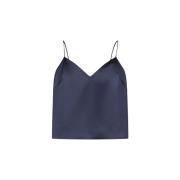 Galvan London Midnight Satin Cami Top Blue, Dam