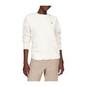 Tommy Hilfiger Mjuk ullkabelstickad tröja White, Dam