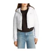 Tommy Jeans Vit Puffer Cropped Hoodad Kappa White, Dam