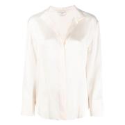 Vince Elegant Beige Silk Stand Blus Beige, Dam