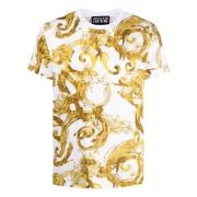 Versace Jeans Couture Barocktryck Vit Bomull T-shirt Multicolor, Herr