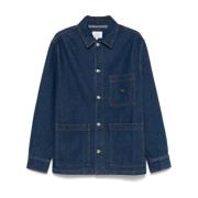 Maison Kitsuné Indigo Denim Jacka med Rävbroderi Blue, Herr