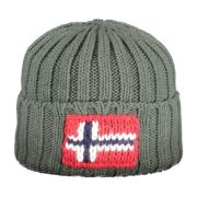 Napapijri Grön Broderad Logga Beanie Mössa Green, Herr