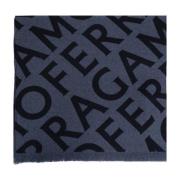 Salvatore Ferragamo Ullscarf med monogram Blue, Herr