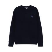 Maison Kitsuné Navy Blue Fox Head Sweater Blue, Herr