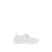 Roger Vivier Kristallspänne Trekking Sneakers White, Dam