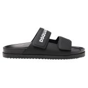 Dsquared2 Svarta Logo Slides med Kardborrband Black, Herr