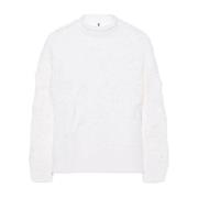 Ermanno Scervino Stickad tröja med spetsdetaljer White, Dam