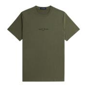 Fred Perry Broderad T-shirt Grön Topp Green, Herr