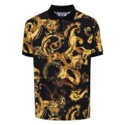 Versace Jeans Couture Svart Barock Polo Skjorta Multicolor, Herr