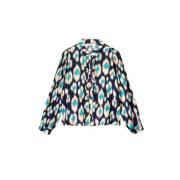 Summum Woman Ikat Blus med Volanger Blue, Dam