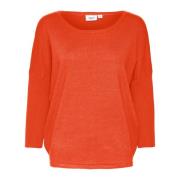 Saint Tropez Tigerlily R-Neck Pullover Sweater Orange, Dam