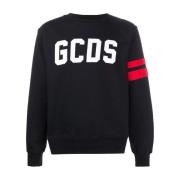 Gcds Svart Logo Crewneck Sweatshirt Black, Herr