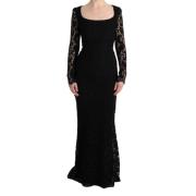 Dolce & Gabbana Elegant Blommig Spetsklänning Black, Dam