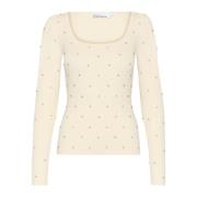 Karen by Simonsen Slim-fit Stickad Tröja Egret Beige, Dam