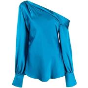 Simkhai Elegant Blå One Shoulder Blus Blue, Dam