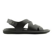 Giorgio Armani Svart Elegant Öppen Platta Sandaler Black, Herr