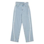 Axel Arigato Blå Straight Studio Stripe Jeans Blue, Dam