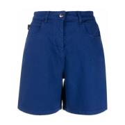 Love Moschino Avslappnad Blå Bomull Elastan Shorts Blue, Dam