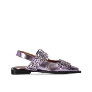 Ganni Lavendel Slingback Ballett Flat med Spännen Purple, Dam