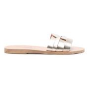 Ancient Greek Sandals Silverläder Platta Sandaler Gray, Dam