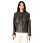 Max Mara Weekend Skinnjacka - Brun, Fransad, Krage Black, Dam