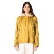 Max Mara Weekend Kort Guld Pufferjacka med Fuskpäls Yellow, Dam