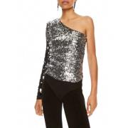 Patrizia Pepe Asymmetrisk Silver Degrade Glamour Topp Gray, Dam