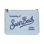 MC2 Saint Barth Houndstooth Clutch med Broderad Logotyp Blue, Dam