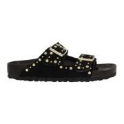 Birkenstock Svarta Studded Platta Sandaler Black, Dam