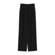 Max Mara Studio Flytande svarta byxor med franska fickor Black, Dam