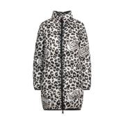 Love Moschino Leopardmönstrad Lång Dunjacka White, Dam