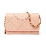 Tory Burch Rosa Läder Diamantmönster Axelväska Pink, Dam