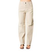 Jijil Bred Sand Jeans med Dragsko Beige, Dam