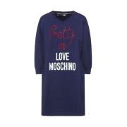 Love Moschino Bl Bomullsklnning med Gnistrande Detaljer Blue, Dam