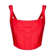 Pinko Axelbandslös Viskos Bustier Topp Red, Dam