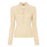 Joseph Fin Rib Merinos Polo Tröja Beige Beige, Dam