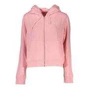 Tommy Hilfiger Rosa hoodie med dragkedja och brodyr Pink, Dam