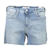 Calvin Klein Blå Jeansshorts med Tvättad Effekt Blue, Dam