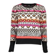 Desigual Rosa Långärmad Topp Kontrastdetaljer Multicolor, Dam