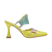 Manolo Blahnik Gula klacksandaler med kristallspännen Yellow, Dam