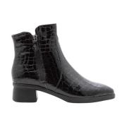 Hartjes Svarta Croco Läder Ankelboots Black, Dam