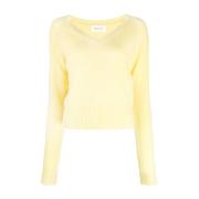 Sportmax Gul Ull Sweatshirt Höj Stil Yellow, Dam